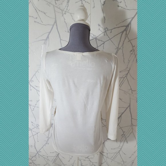 J. Crew White & Gold Floral Embroidered Overlay Long Sleeve Top - Picture 4 of 5